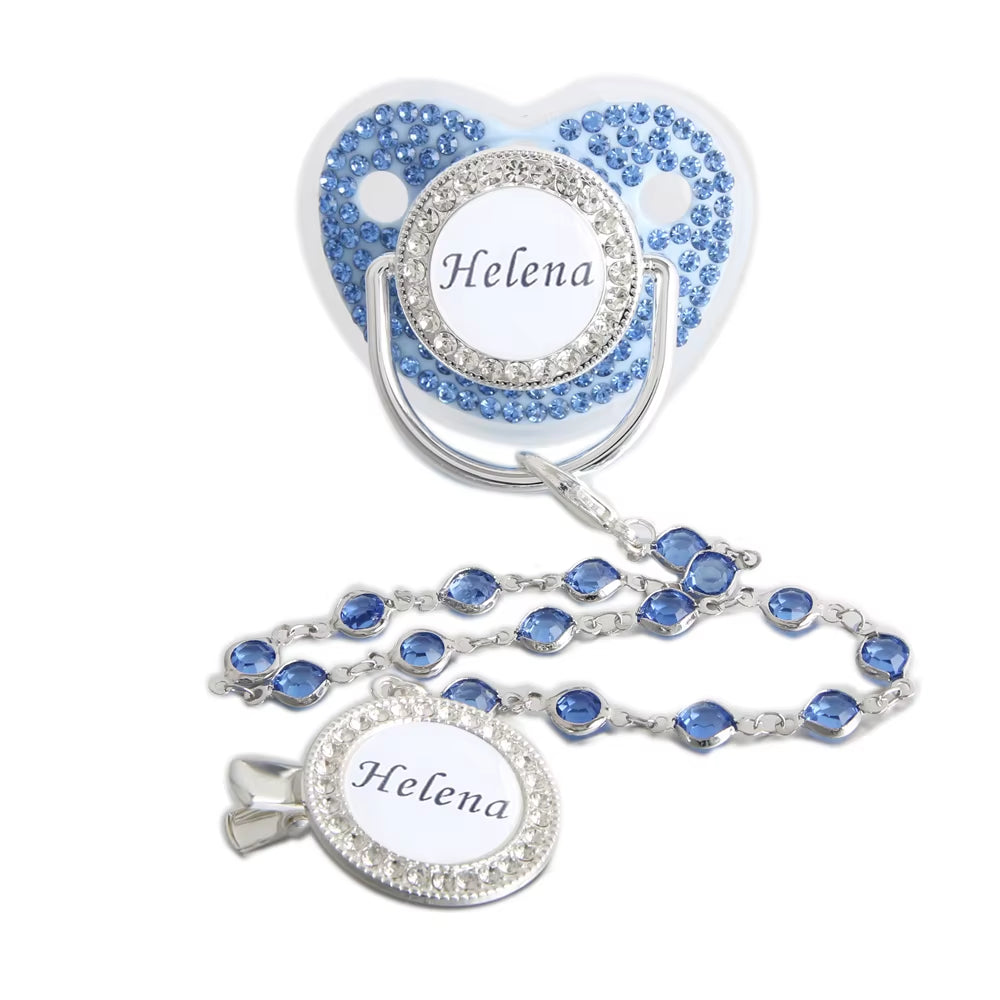 Customized Crown Name Baby Pacifier Dummy with Chain Clip 0-18 Months