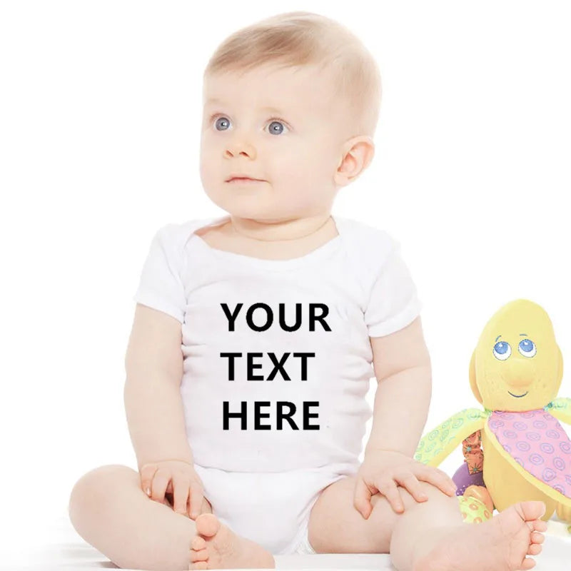 Custom Made YOUR TEXT HERE Baby Romper Newborn Baby Boy Girl 100% Cotton Short Sleeve Infant Baby Clothes