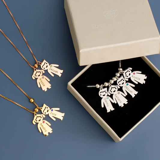 Polishedplus Personalize Necklace for Women Gift Customize Name Necklaces Cute Baby Charm with Birthstone Pendant Mother'S Day