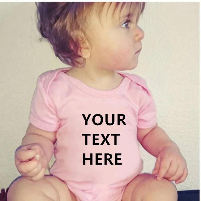 Custom Made YOUR TEXT HERE Baby Romper Newborn Baby Boy Girl 100% Cotton Short Sleeve Infant Baby Clothes
