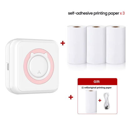 Mini Printer Thermal Printer Inkless Bluetooth Wireless Portable Pocket Self-Adhesive Label Printer for Sticker Lable Maker