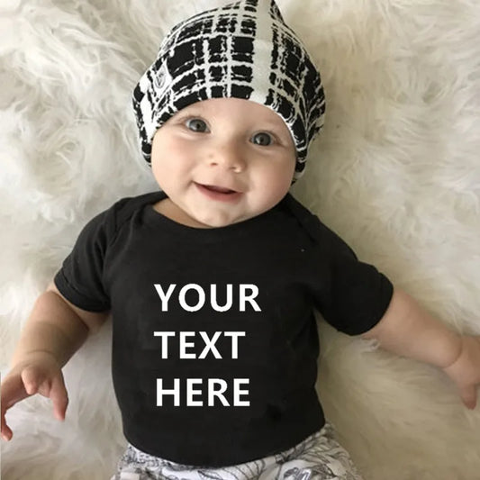 Custom Made YOUR TEXT HERE Baby Romper Newborn Baby Boy Girl 100% Cotton Short Sleeve Infant Baby Clothes
