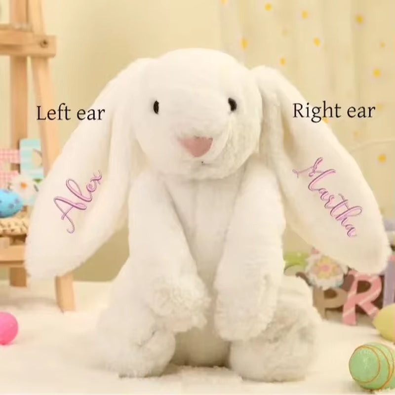 Personalied Baby Gifts Embroidered Plush Bunny Toys with Kids Name Handmade Custom Name Plush Toy Child First Easter Boys Girl