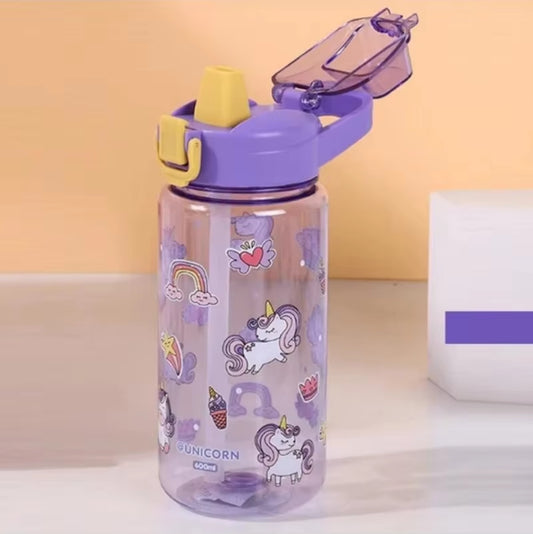 600Ml Cartoon Animal Water Bottle Portable Safety Lock Cute Straw Cup Kids Leak-Proof Drinking Jug for Outdoor Camping Travel