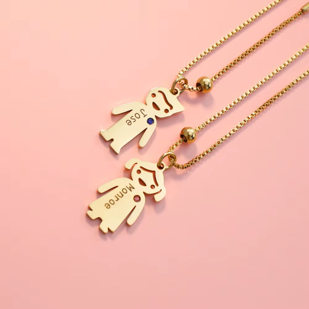 Polishedplus Personalize Necklace for Women Gift Customize Name Necklaces Cute Baby Charm with Birthstone Pendant Mother'S Day