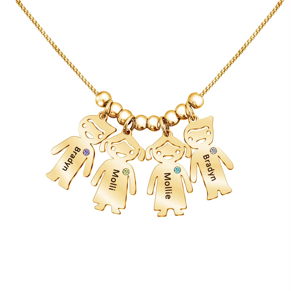 Polishedplus Personalize Necklace for Women Gift Customize Name Necklaces Cute Baby Charm with Birthstone Pendant Mother'S Day