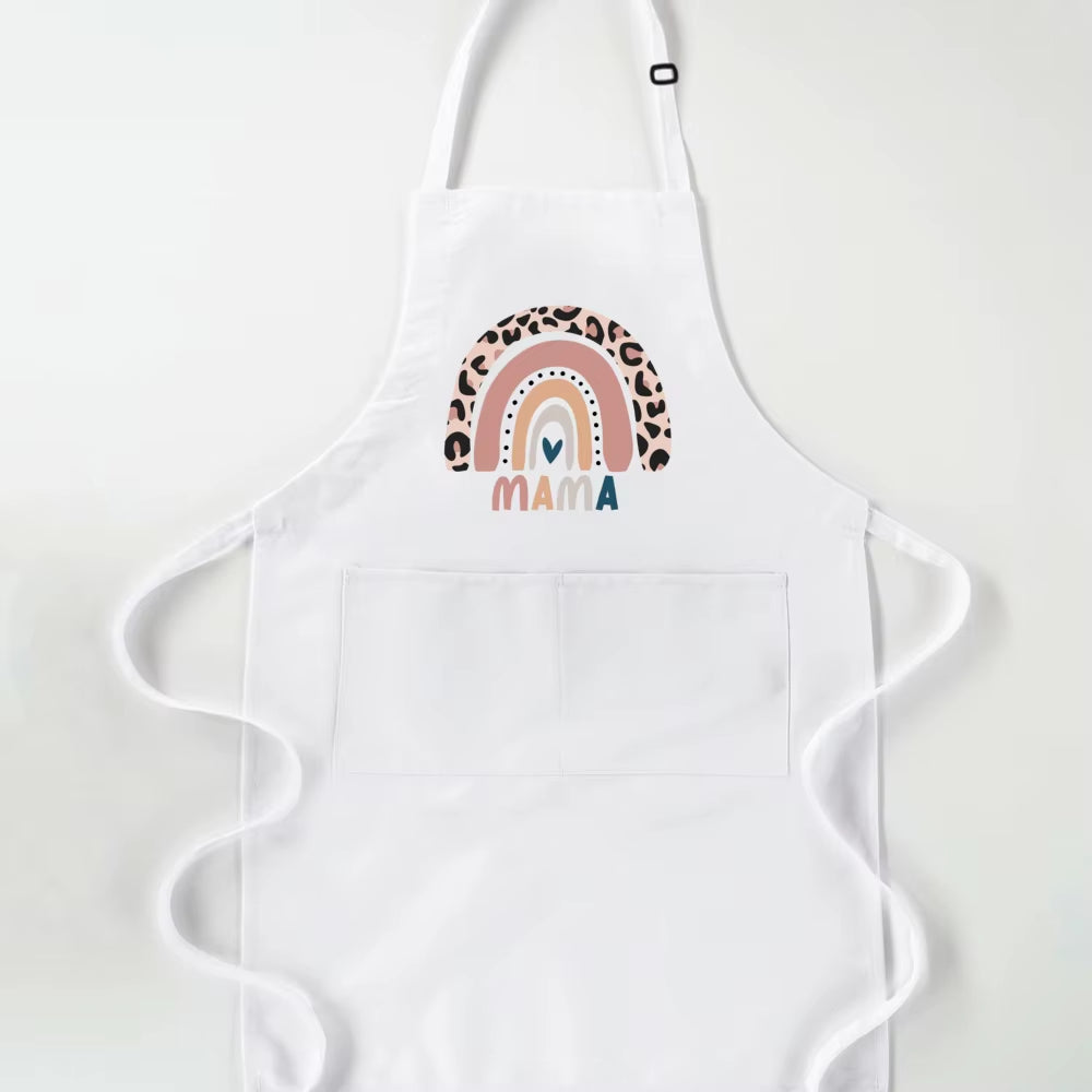 Rainbow Mama Rainbow Mini Print Apron Mom Kids Family Matching Apron Mother Girl Kitchen Apron Cooking Baking Pinafore Gift 1Pcs