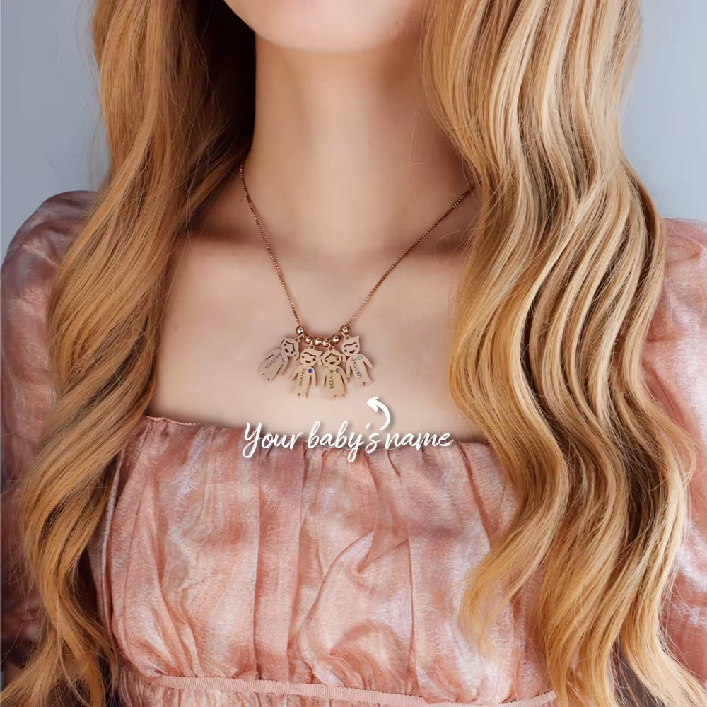 Polishedplus Personalize Necklace for Women Gift Customize Name Necklaces Cute Baby Charm with Birthstone Pendant Mother'S Day
