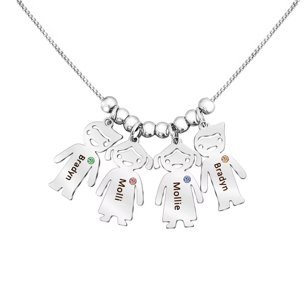 Polishedplus Personalize Necklace for Women Gift Customize Name Necklaces Cute Baby Charm with Birthstone Pendant Mother'S Day