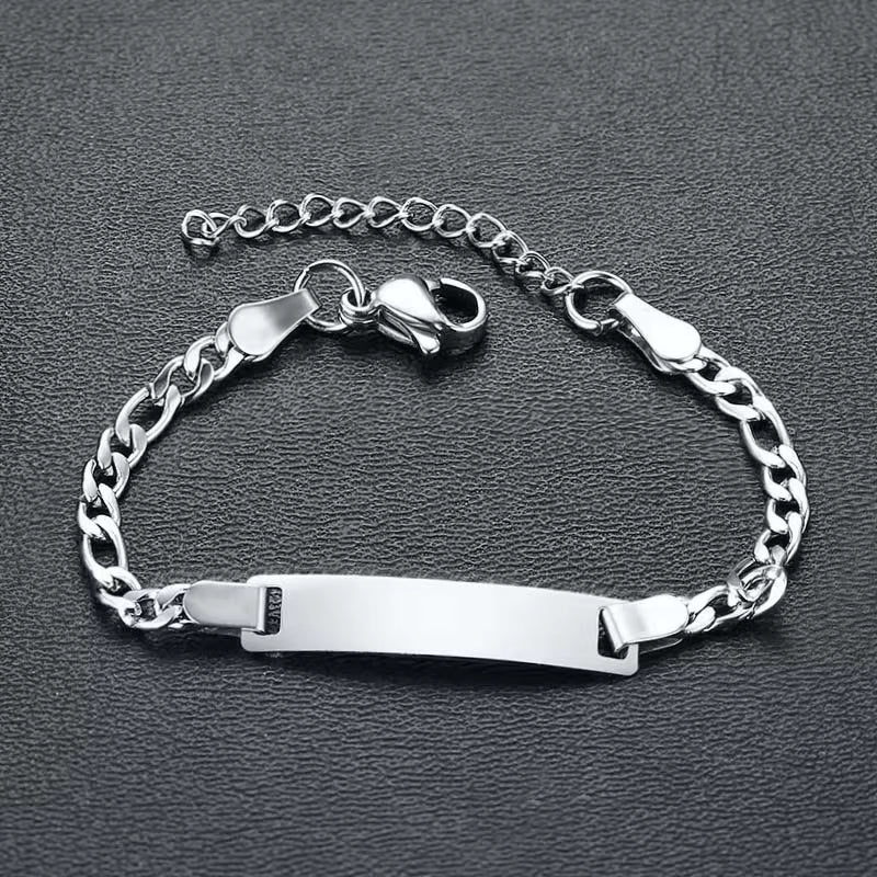 Personalize Baby Name Bracelet Infant Bangle Jewelry Customized Engravable ID Name Stainless Steel Chain Birthday Gift