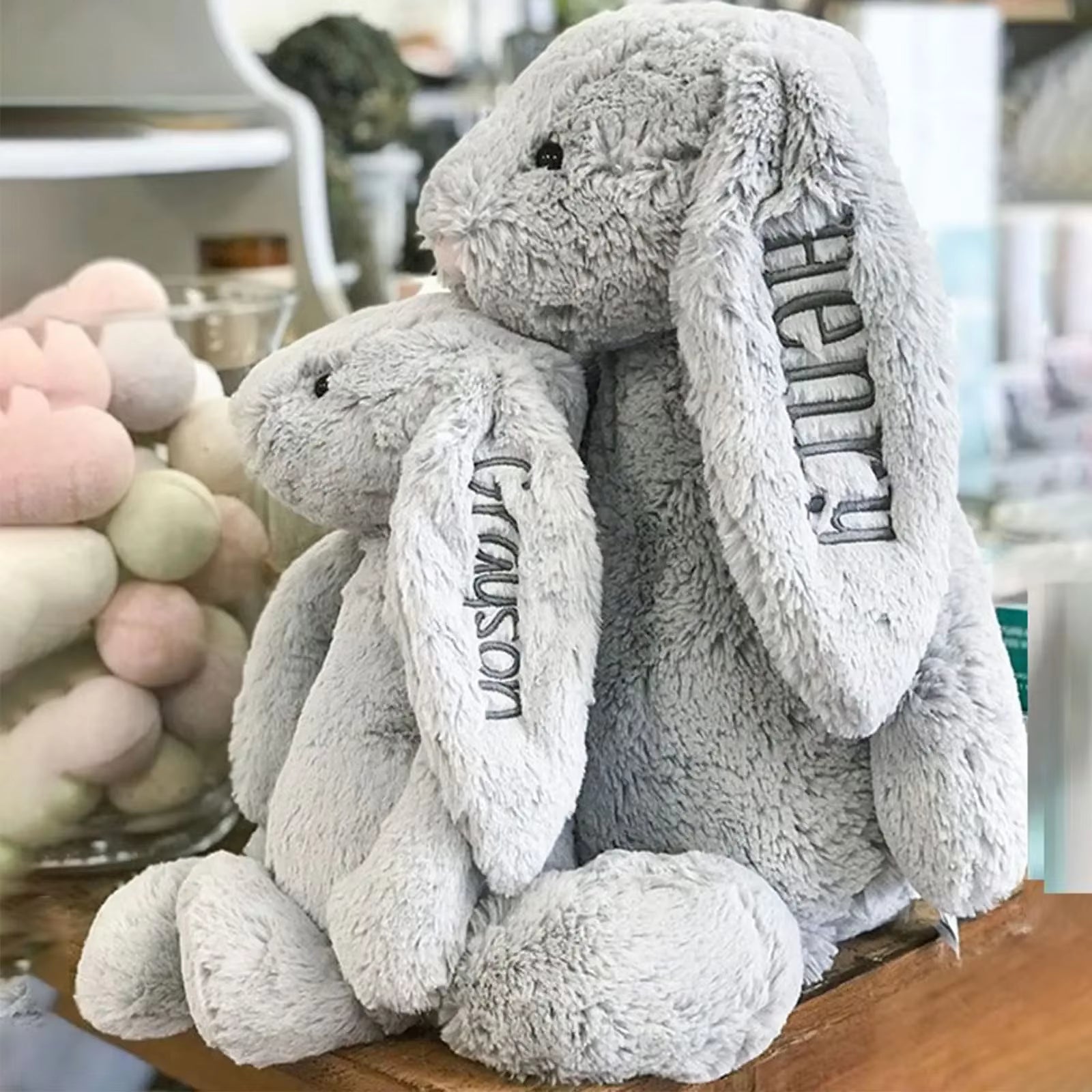 Personalied Baby Gifts Embroidered Plush Bunny Toys with Kids Name Handmade Custom Name Plush Toy Child First Easter Boys Girl