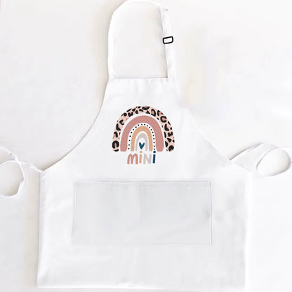 Rainbow Mama Rainbow Mini Print Apron Mom Kids Family Matching Apron Mother Girl Kitchen Apron Cooking Baking Pinafore Gift 1Pcs