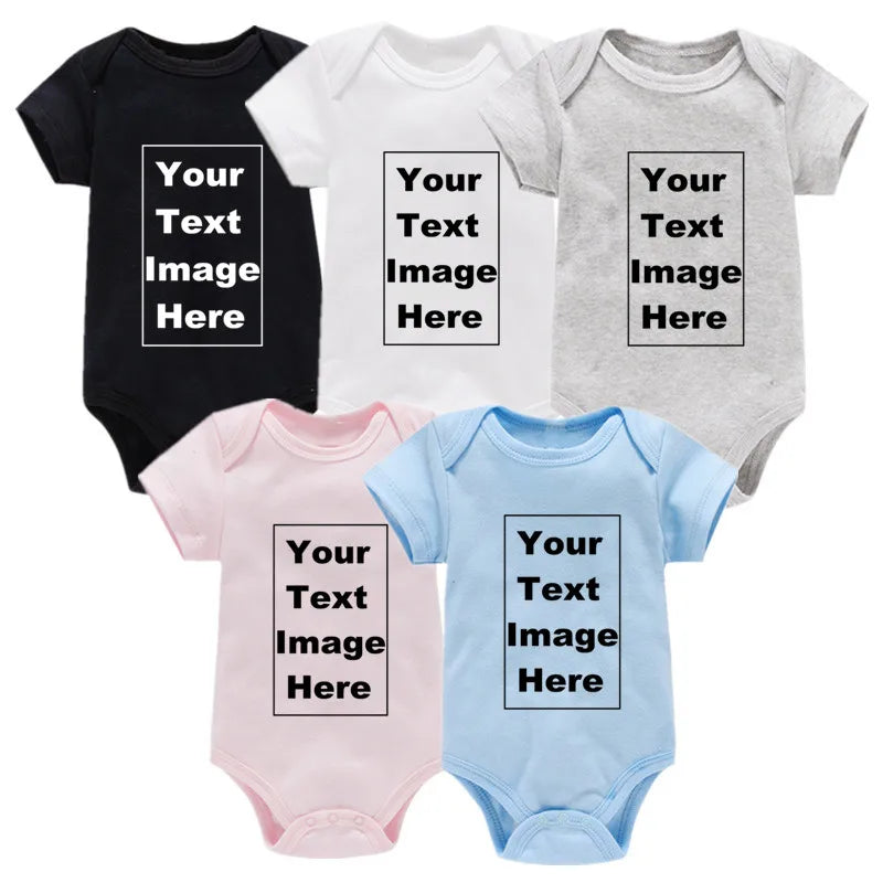 Custom Made YOUR TEXT HERE Baby Romper Newborn Baby Boy Girl 100% Cotton Short Sleeve Infant Baby Clothes