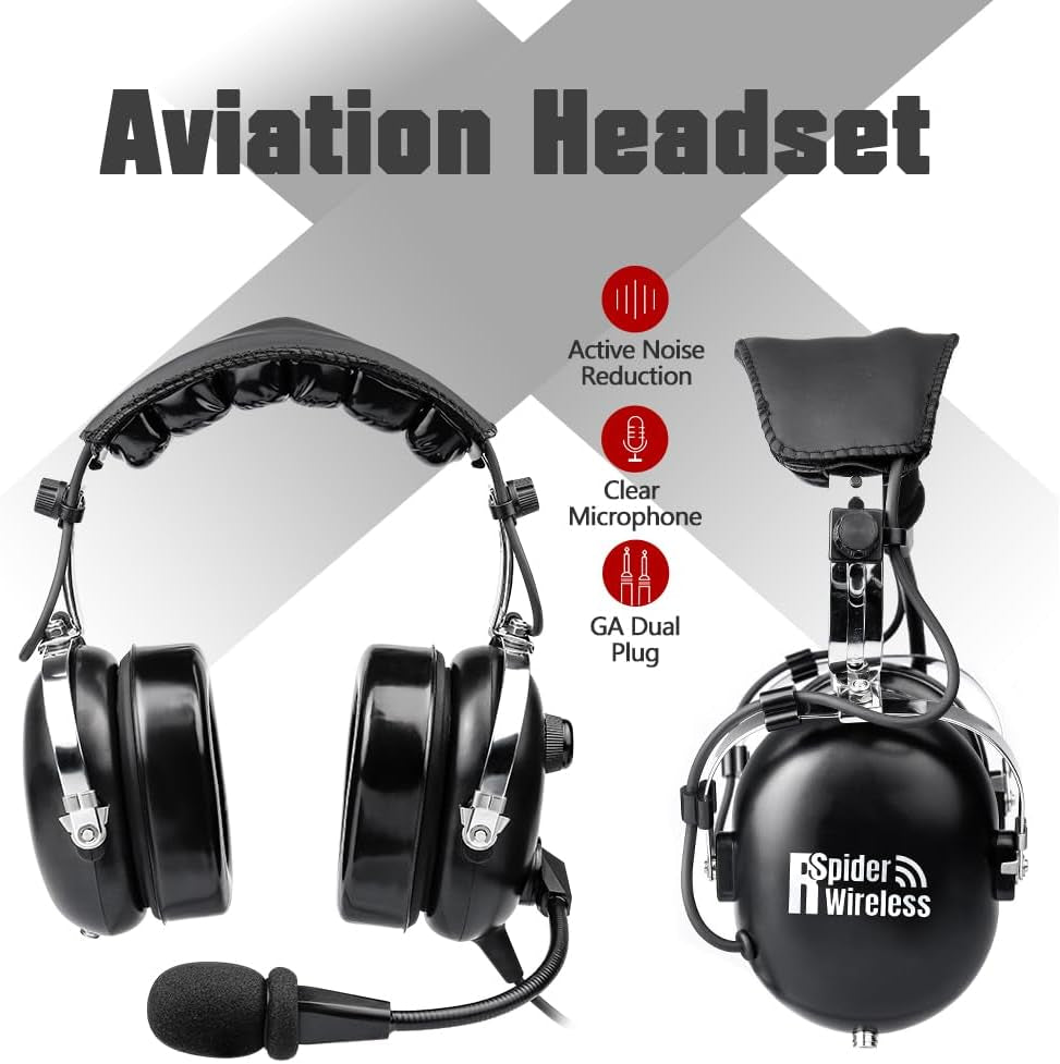 Aviation Headset for Pilots, Aviation Headset with Comfort Ear Seals, 24Db Noise Cancelling, MP3 Support and Carrying Case