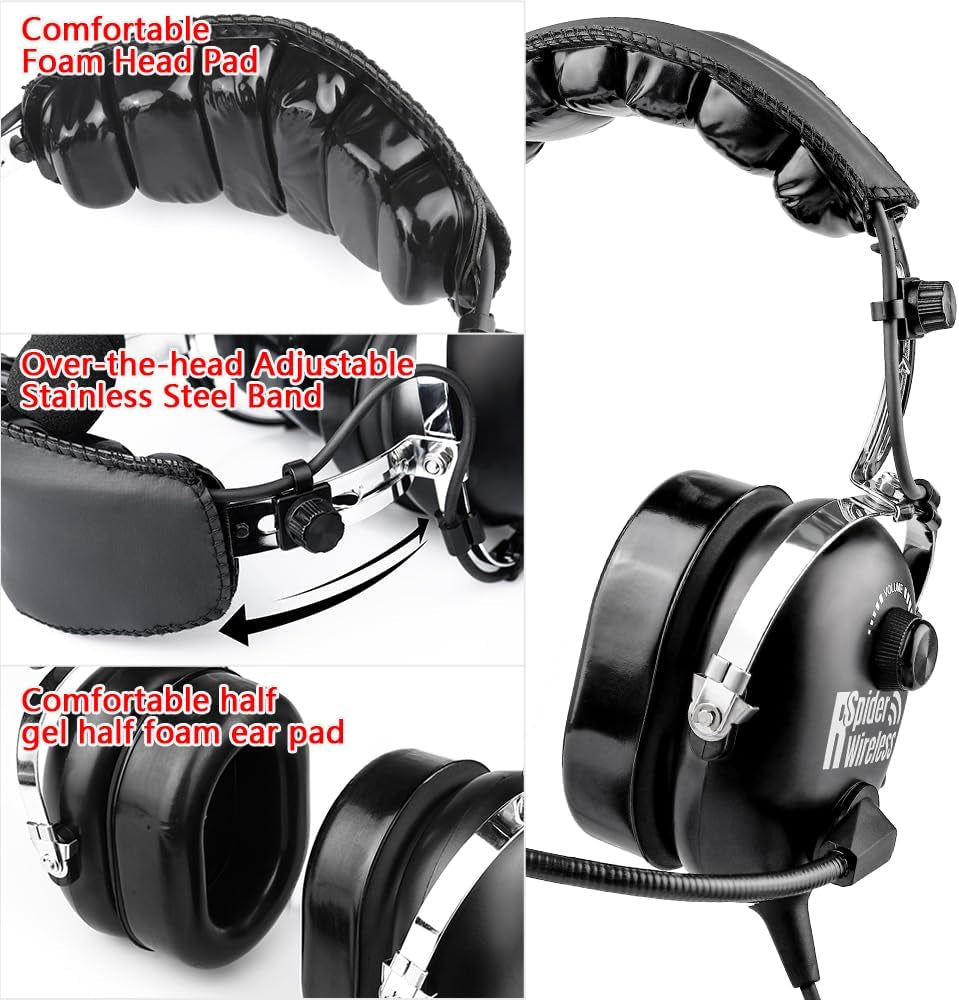 Aviation Headset for Pilots, Aviation Headset with Comfort Ear Seals, 24Db Noise Cancelling, MP3 Support and Carrying Case