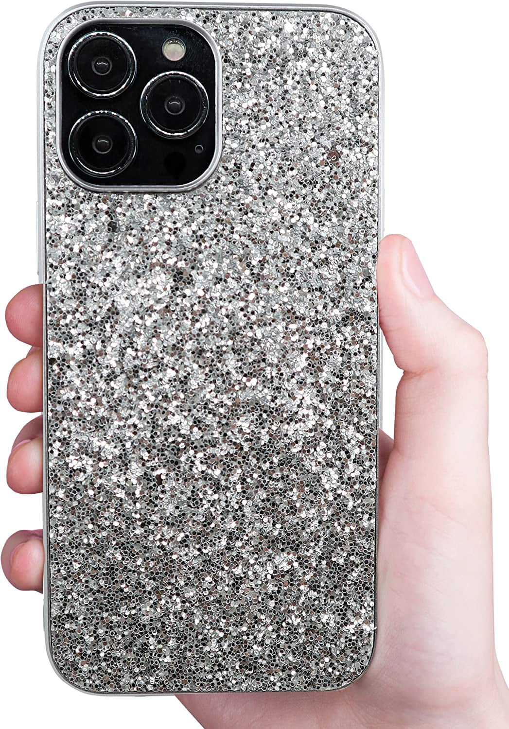 Compatible with Iphone Case,Crystal Diamond Glitter Bling Sparkly Soft Shockproof Cover for Women Girls Phone Case (Silver,Iphone 12 Pro)