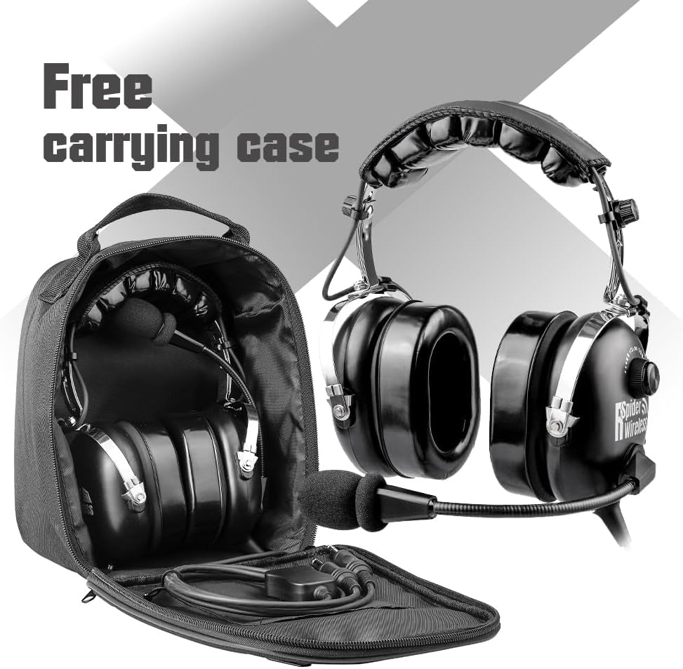 Aviation Headset for Pilots, Aviation Headset with Comfort Ear Seals, 24Db Noise Cancelling, MP3 Support and Carrying Case